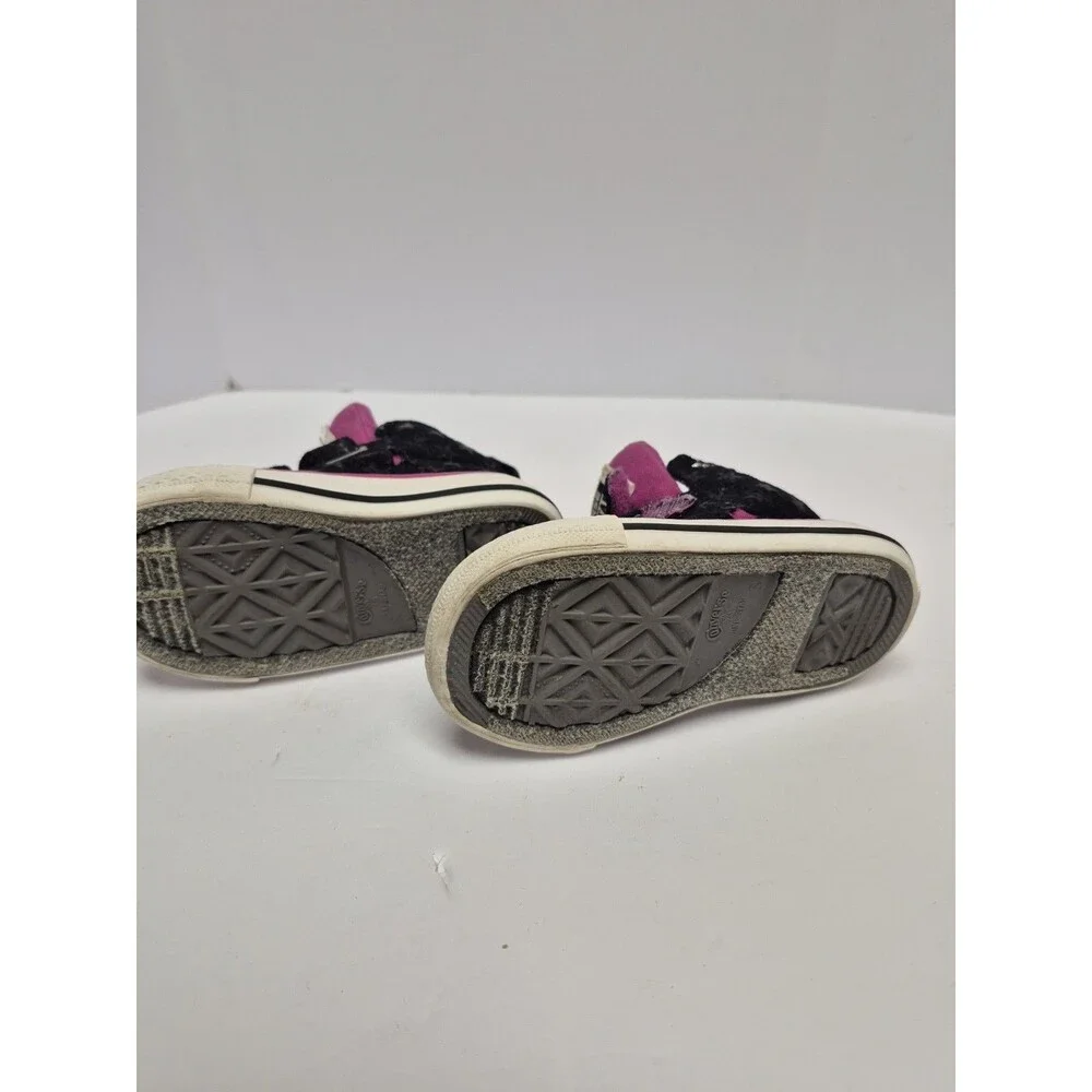 Converse Toddler Girls High Top Black/Magenta Stars Size 5
